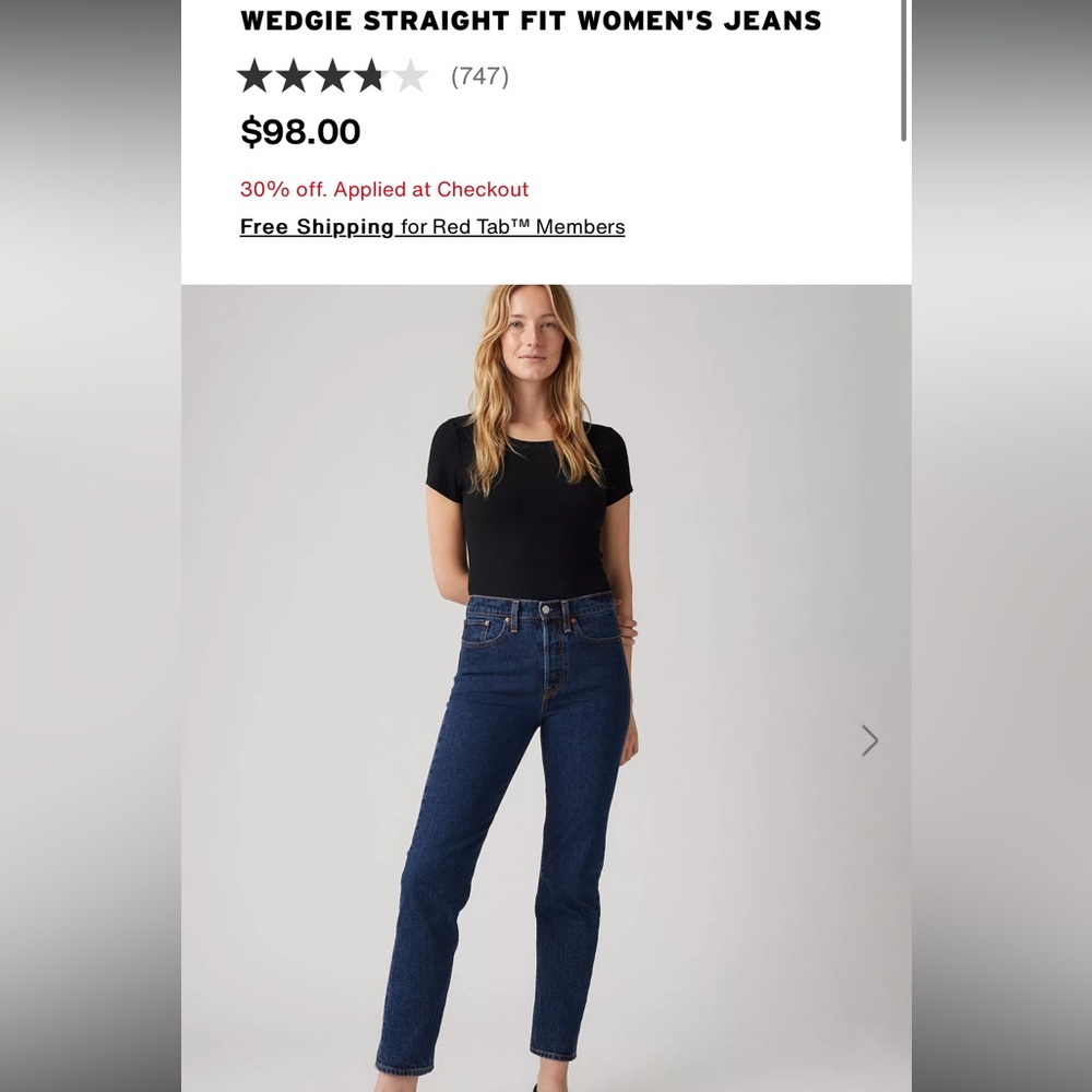 Levi’s PREMIUM Wedgie Dark Straight Leg 26